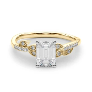 Johanna Natural Diamond Yellow Gold 4 Prong Side Stone Engagement Ring