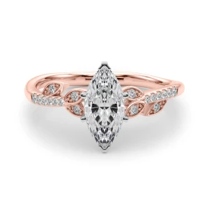 Johanna Lab-Created Diamond Rose Gold 6 Prong Side Stone Engagement Ring