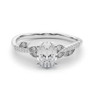 Johanna Lab-Created Diamond Silver 4 Prong Side Stone Engagement Ring
