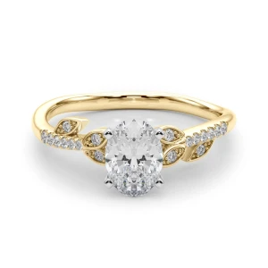 Johanna Lab-Created Diamond Yellow Gold 4 Prong Side Stone Engagement Ring