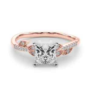 Johanna Lab-Created Diamond Rose Gold 4 Prong Side Stone Engagement Ring