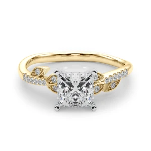 Johanna Lab-Created Diamond Yellow Gold 4 Prong Side Stone Engagement Ring