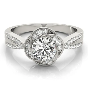 Aliah Lab-Created Diamond Round cut 4 Prong  Halo Engagement Ring
