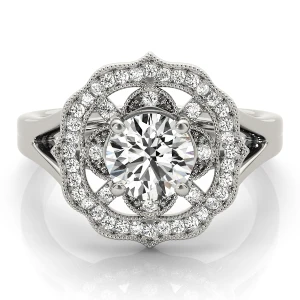 Alitta Lab-Created Diamond Round cut 4 Prong  Halo Engagement Ring