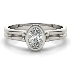 Nichele Lab-Created Diamond White Gold Bezel Classic Solitaire Engagement Ring