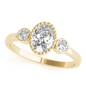 Wajeeha Lab-Created Diamond Yellow Gold Milgrain Set Trilogy Engagement Ring