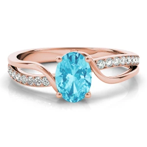 Ruth Aquamarine Rose Gold 4 Prong 