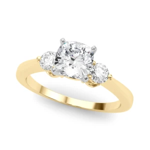 Wilona Lab-Created Diamond Yellow Gold 4 Prong Set Trilogy Engagement Ring