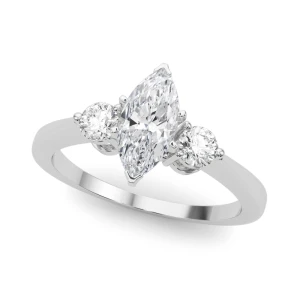 Yara Lab-Created Diamond Marquise cut 4 Prong Set  Trilogy Engagement Ring