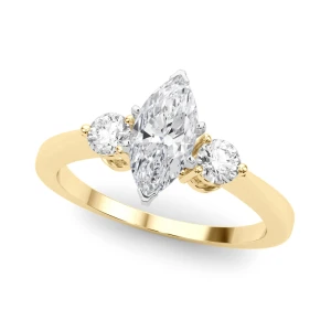 Yara Lab-Created Diamond Yellow Gold 4 Prong Set Trilogy Engagement Ring