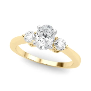 Wakanda Lab-Created Diamond Yellow Gold 4 Prong Set Trilogy Engagement Ring