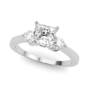 Walita Lab-Created Diamond Princess cut 4 Prong Set  Trilogy Engagement Ring