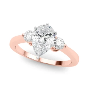 Yareli Lab Grown Diamond Rose Gold 4 Prong Set Trilogy Engagement Ring