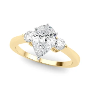 Yareli Lab-Created Diamond Yellow Gold 4 Prong Set Trilogy Engagement Ring