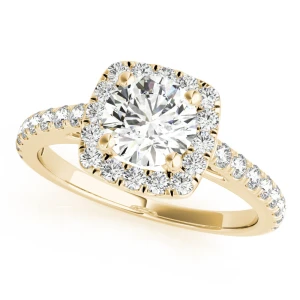 Krisha Natural Yellow Gold Halo Diamond Ring