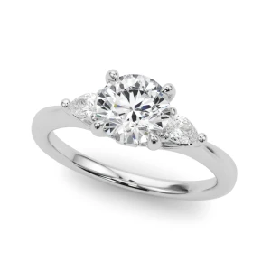 Yulia Natural Diamond Round cut 4 Prong Set  Trilogy Engagement Ring