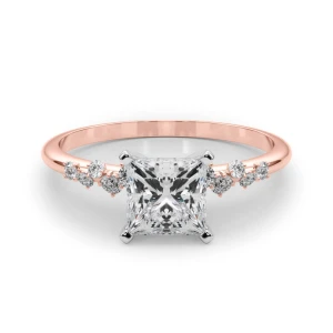 Zeno Lab Grown Diamond Rose Gold 4 Prong Side Stone Engagement Ring