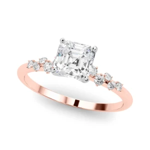 Zeno Lab Grown Diamond Rose Gold 4 Prong Side Stone Engagement Ring