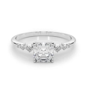 Zeno Lab Grown Diamond Silver 4 Prong Side Stone Engagement Ring