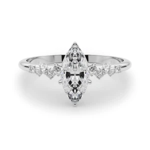 Zeno Natural Diamond 6 Prong Side Stone Engagement Ring