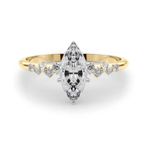 Zeno Natural Diamond Yellow Gold 6 Prong Side Stone Engagement Ring