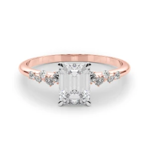 Zeno Lab Grown Diamond Rose Gold 4 Prong Side Stone Engagement Ring