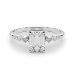 Zeno Lab Grown Diamond White Gold 4 Prong Side Stone Engagement Ring
