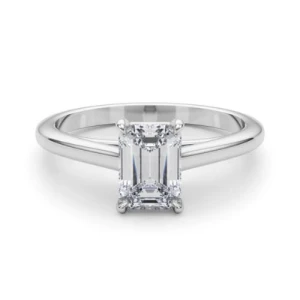 Nadalyne Natural Silver 4 Prong Diamond Solitaire Ring