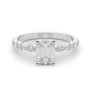 Serin Lab-Created Diamond Platinum 4 Prong Side Stone Engagement Ring