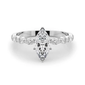 Serin Lab-Created Diamond Silver 6 Prong Side Stone Engagement Ring