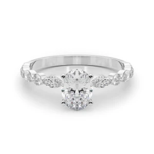 Serin Lab-Created Diamond Silver 4 Prong Side Stone Engagement Ring