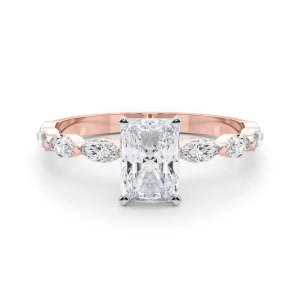 Serin Lab-Created Diamond Rose Gold 4 Prong Side Stone Engagement Ring