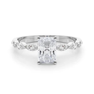 Serin Lab-Created Diamond Platinum 4 Prong Side Stone Engagement Ring