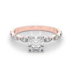 Livisa Lab Grown Diamond Rose Gold 4 Prong Side Stone Engagement Ring