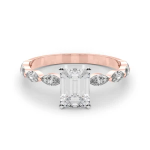 Livisa Lab Grown Diamond Rose Gold 4 Prong Side Stone Engagement Ring