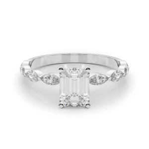 Livisa Lab-Created Diamond Silver 4 Prong Side Stone Engagement Ring