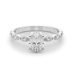 Livisa Lab-Created Diamond Silver 4 Prong Side Stone Engagement Ring