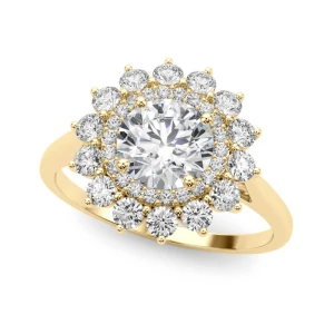 Lennyn Natural Yellow Gold Halo Diamond Ring