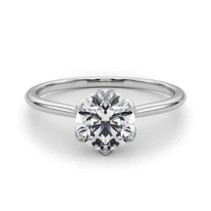 Minnie Natural Platinum V Prong Solitaire Diamond Ring