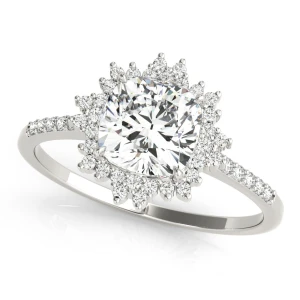 Lindsay Natural Platinum Halo Diamond Ring