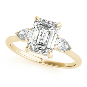 Yakira Natural Diamond Yellow Gold 4 Prong Set Trilogy Engagement Ring
