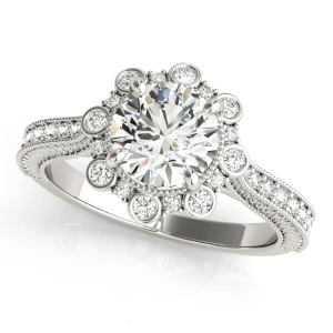 Jacquelyn Natural Platinum Halo Diamond Ring