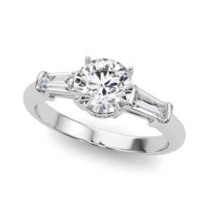 Yanira Natural Diamond Round cut 4 Prong Set  Trilogy Engagement Ring
