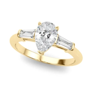 Yui Natural Diamond Yellow Gold Prong Set Trilogy Engagement Ring