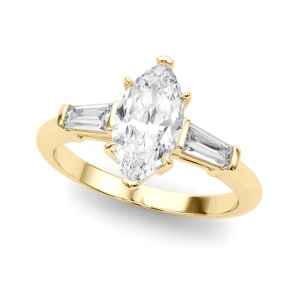 Yalitza Natural Diamond Yellow Gold Prong Set Trilogy Engagement Ring