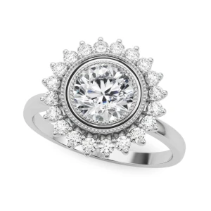 Kenzlee Natural Platinum Halo Diamond Ring