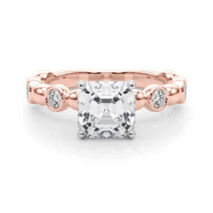 Esther Lab Grown Diamond Rose Gold 4 Prong Side Stone Engagement Ring