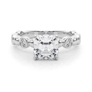Esther Lab-Created Diamond Asscher cut 4 Prong  Halo Engagement Ring