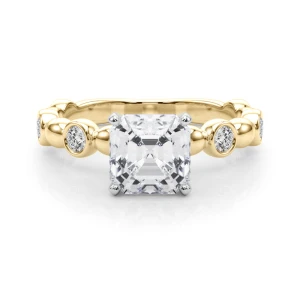 Esther Lab Grown Diamond Yellow Gold 4 Prong Side Stone Engagement Ring