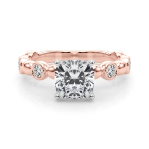 Esther Lab-Created Diamond Rose Gold 4 Prong Halo Engagement Ring